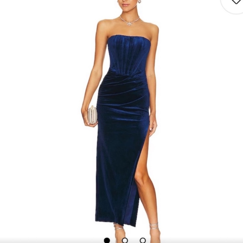 Bardot everlasting velour midi dress navy